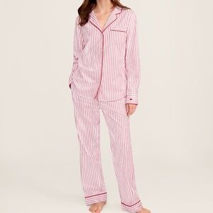 Petite Plume Pink Stripe Pajama Set NWT Luxury Sleepwear Size XL